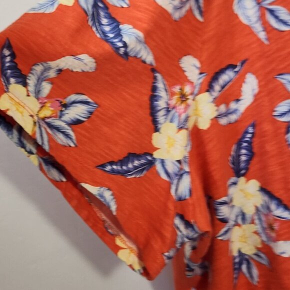 Old Navy Women's Size 4X Tropical Print Short Sleeve  Round Neck Tie Front Top - Picture 5 of 14